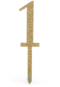 Oaktree Acrylic Sparkling Fizz Gold Cake Topper No.1 H150mm x W33.5mm