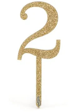 Oaktree Acrylic Sparkling Fizz Gold Cake Topper No.2 H150mm x W54mm