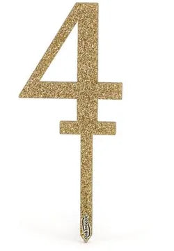 Oaktree Acrylic Sparkling Fizz Gold Cake Topper No.4 H150mm x W58.5mm