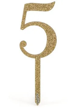 Oaktree Acrylic Sparkling Fizz Gold Cake Topper No.5 H150mm x W48mm