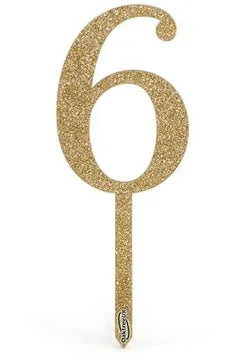 Oaktree Acrylic Sparkling Fizz Gold Cake Topper No.6 H150mm x W52.5mm