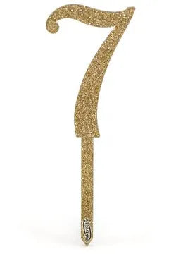 Oaktree Acrylic Sparkling Fizz Gold Cake Topper No.7 H150mm x W50mm