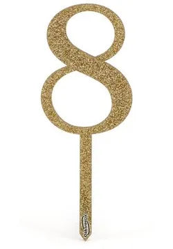 Oaktree Acrylic Sparkling Fizz Gold Cake Topper No.8 H150mm x W52mm