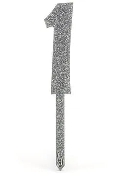 Oaktree Acrylic Silver Glitter Cake Topper No.1 H150mm x W26mm