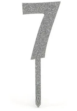 Oaktree Acrylic Silver Glitter Cake Topper No.7 H150mm x W51mm