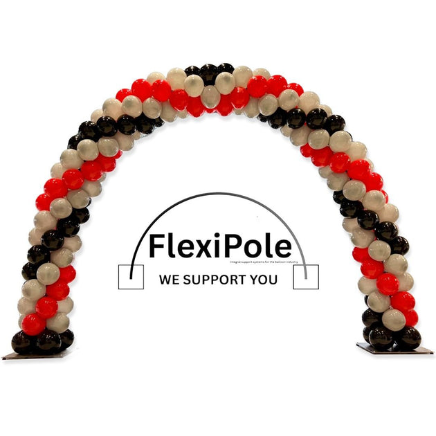 Balloon arch with FlexiPole support system on a white background