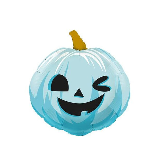 Funny Pumpkin Blue Foil Balloon Packaged