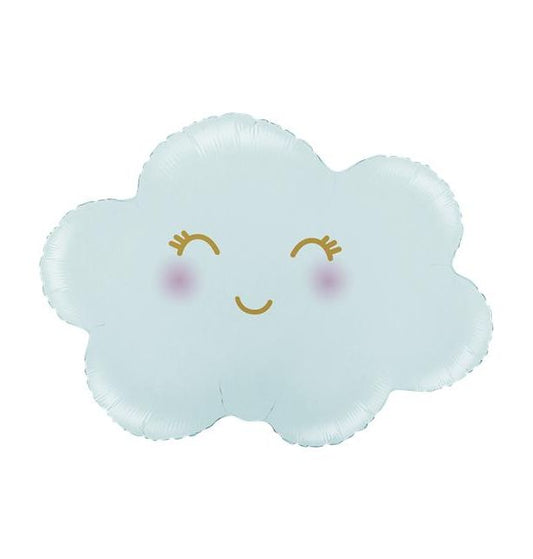 Cloud Satin Pastel Blue Foil Balloon Packaged