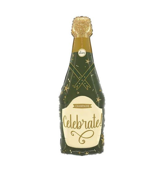 Sparkle Champagne Bottle Foil Balloon Packaged