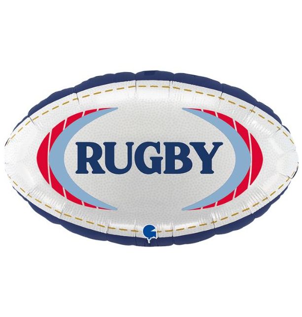 Rugby Ball Foil Balloon Packaged