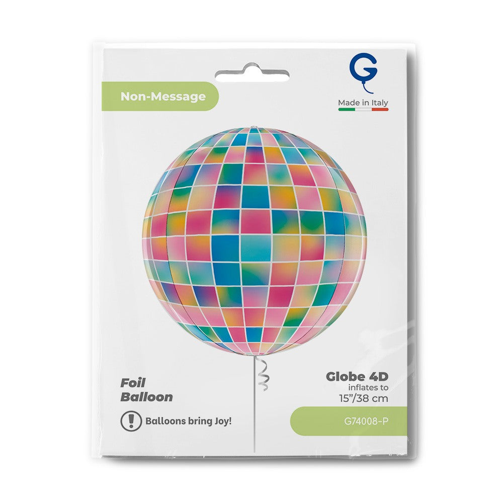 Grabo 15 Inch Strobe Disco Ball Globe Balloon Packaged packaging