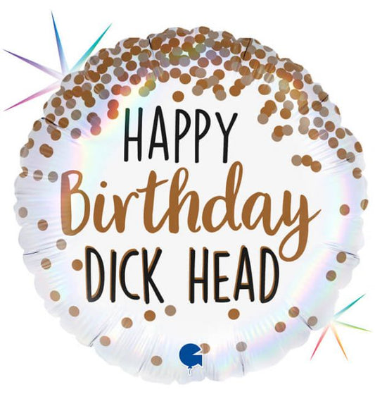 18" Happy Birthday Dick Head Foil Balloon Packaged