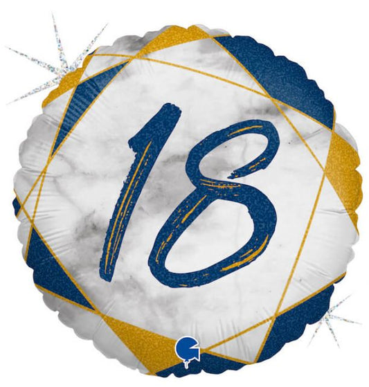 18" Marble Mate 18 Blue Foil Balloon Packaged