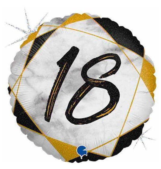 18" Marble Mate 18 Black Foil Balloon Packaged