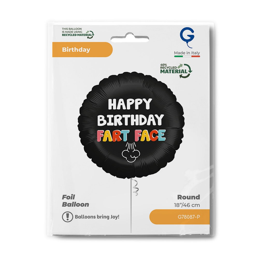 Grabo 18" Happy Birthday Fart Face packaging