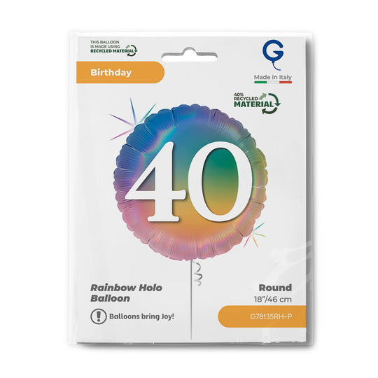 Grabo 18" Happy 40 Colourful Rainbow packaging