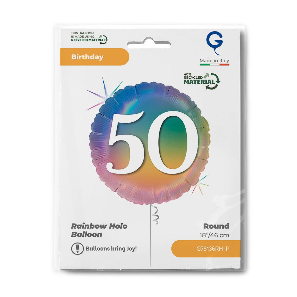 Grabo 18" Happy 50 Colourful Rainbow packaging