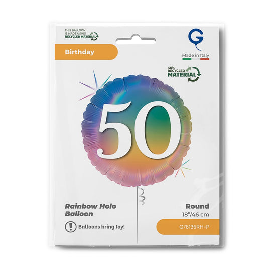 Grabo 18" Happy 50 Colourful Rainbow packaging