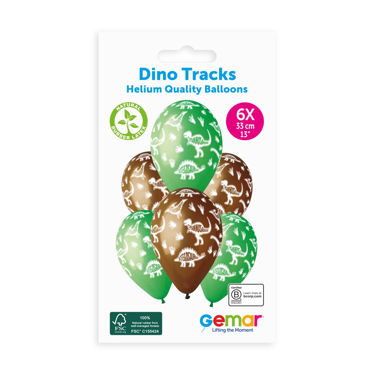 Dino Tracks #846, 33cm/13", 6pcs, G120 — Italian store original 1200px — hang-pack