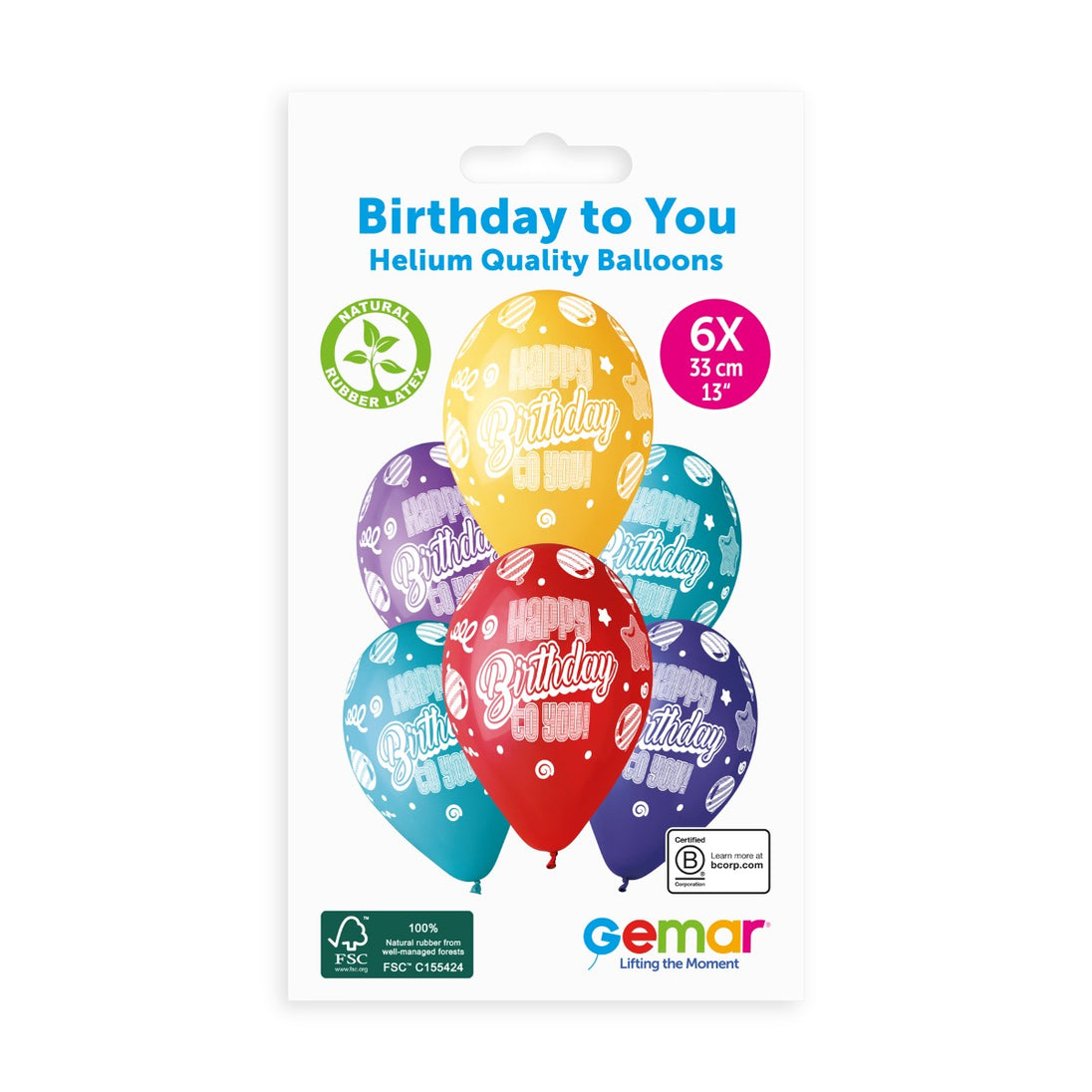 Birthday To You #878, 33cm/13", 6pcs, G120 — Italian store original 1200px — hang-pack