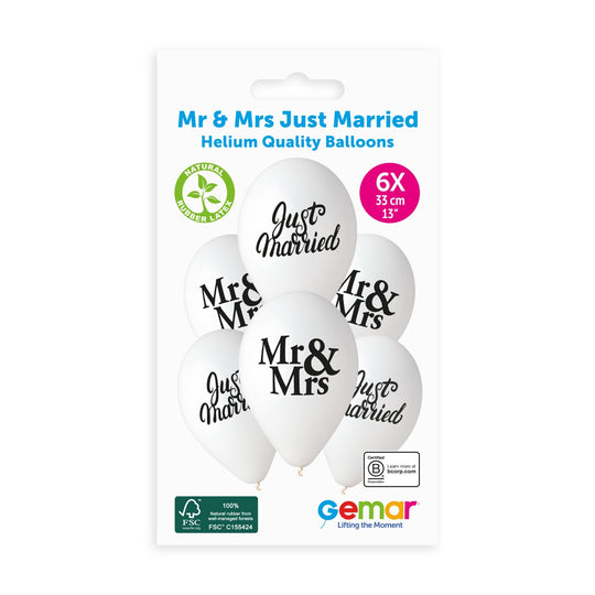 Me & Mrs Just Married #758+759, 33cm/13", 6pcs, G120 — Italian store original 1200px — hang-pack
