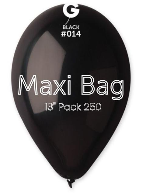 Gemar 13" Black latex balloon, single inflated balloon