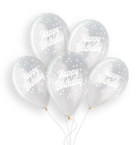 Gemar 13" Happy Birthday crystal clear printed latex balloons, inflated
