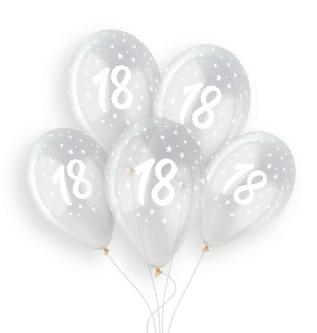 Gemar 13" Age 18 crystal clear printed latex balloons, inflated