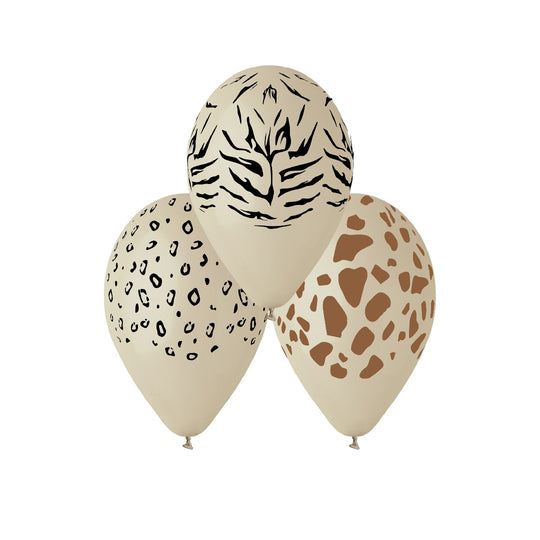 Gemar 13" Latte animal print latex balloons, assorted inflated