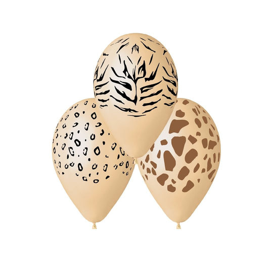 Gemar 13" Blush animal print latex balloons, assorted inflated