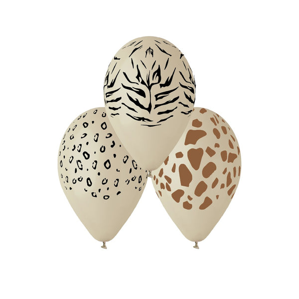 Gemar 19" Latte animal print latex balloons, assorted inflated