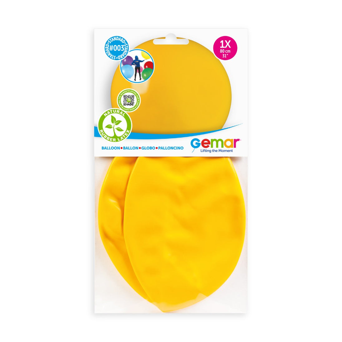 Gemar 31" Yellow #003 G30 1pc Round Balloon — Italian store pack original 1200px