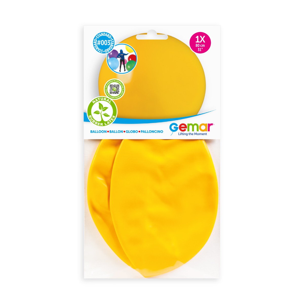 Gemar 31" Yellow #003 G30 1pc Round Balloon — Italian store pack original 1200px