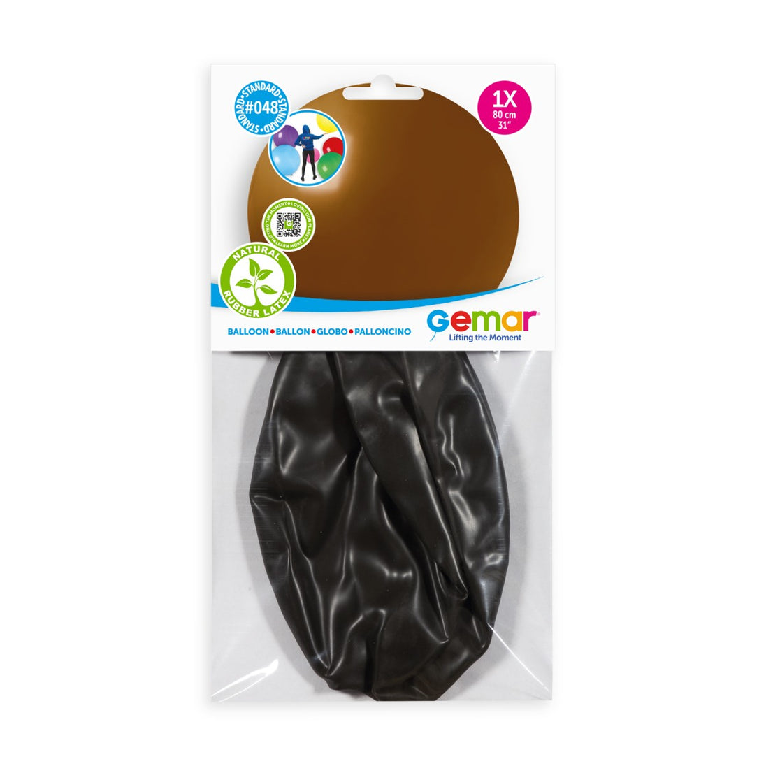 Gemar 31" Brown #048 G30 1pc Round Balloon — Italian store pack original 1200px