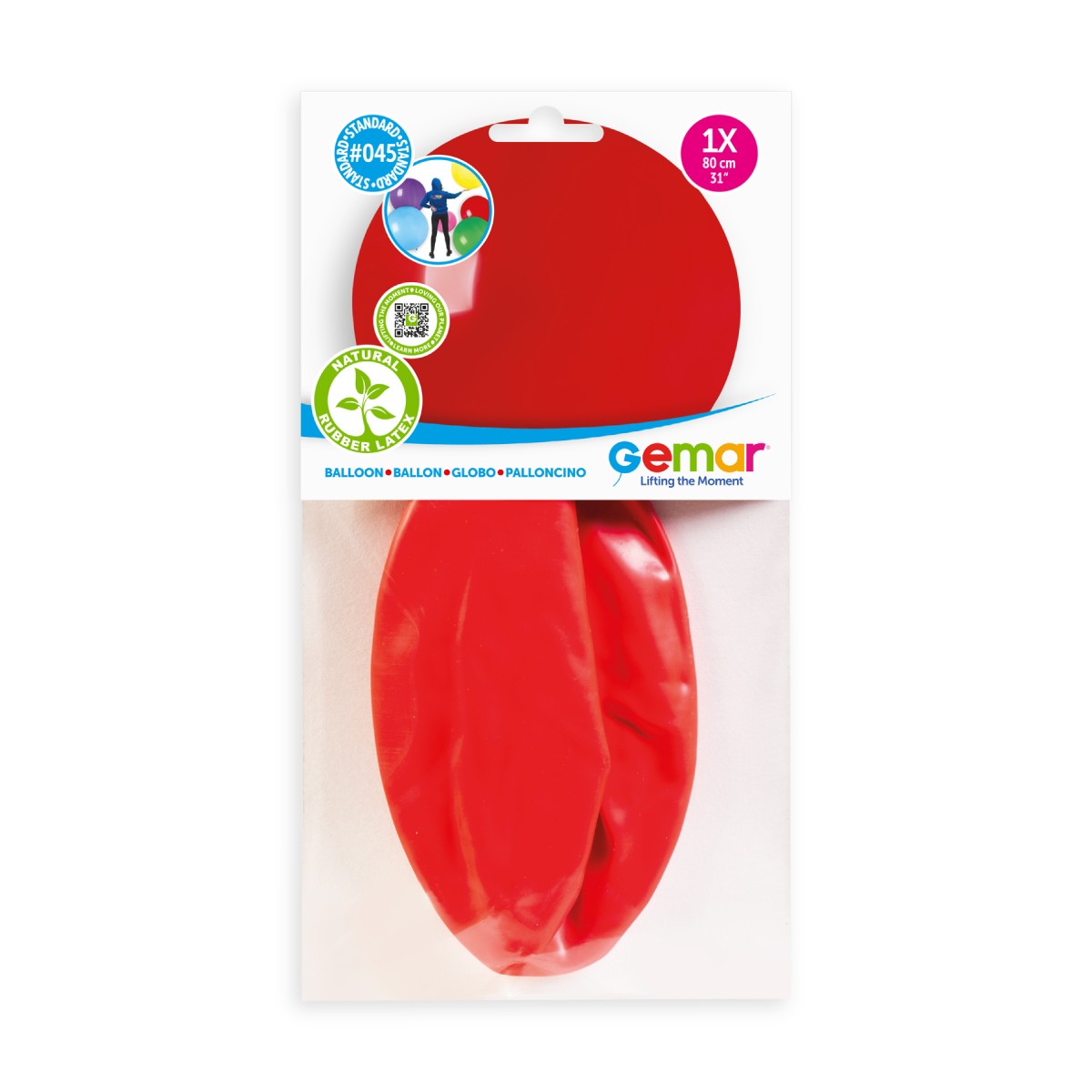 Gemar 31" Red #045 G30 1pc Round Balloon — Italian store pack original 1200px