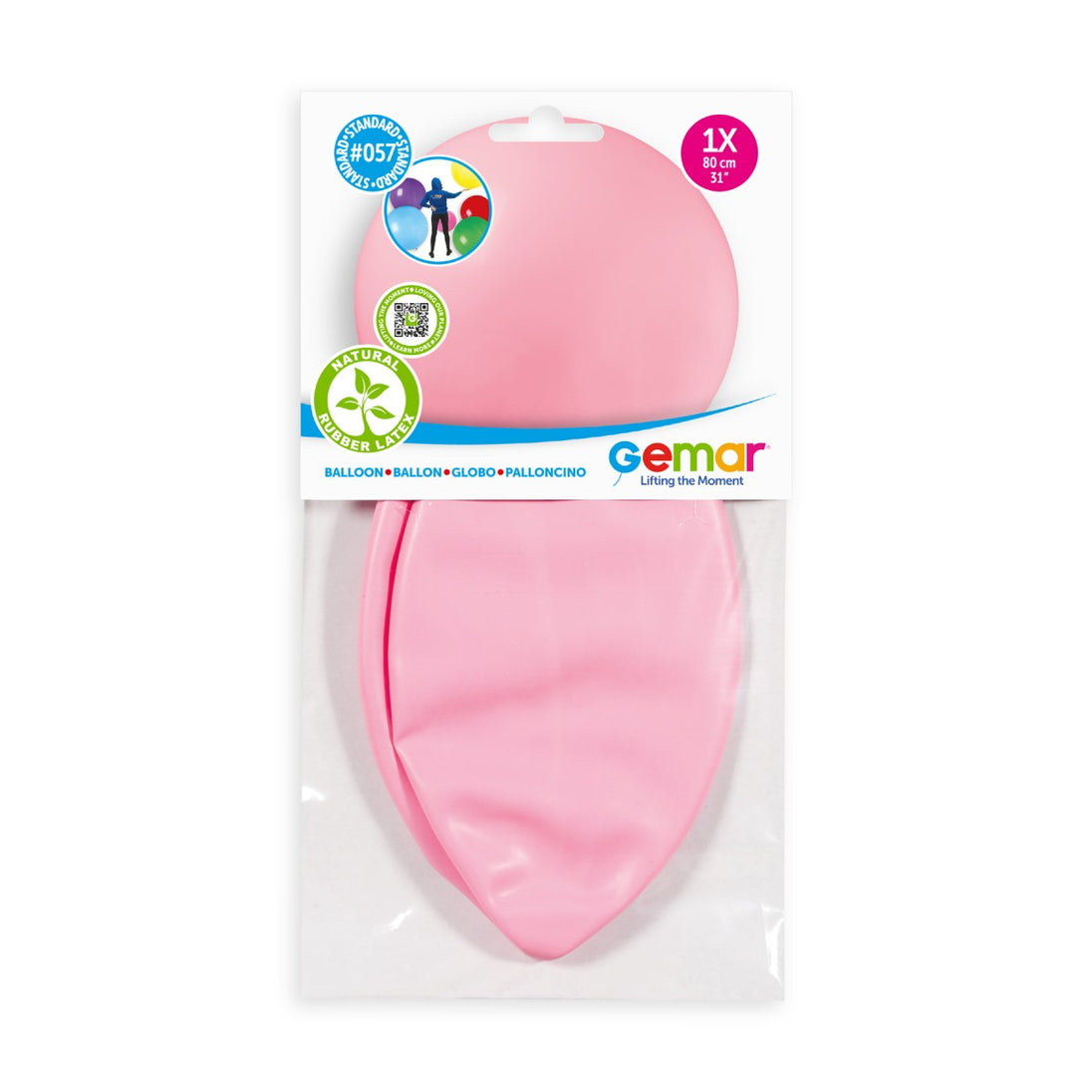 Gemar 31" Pink #057 G30 1pc Round Balloon — Italian store pack original 1200px