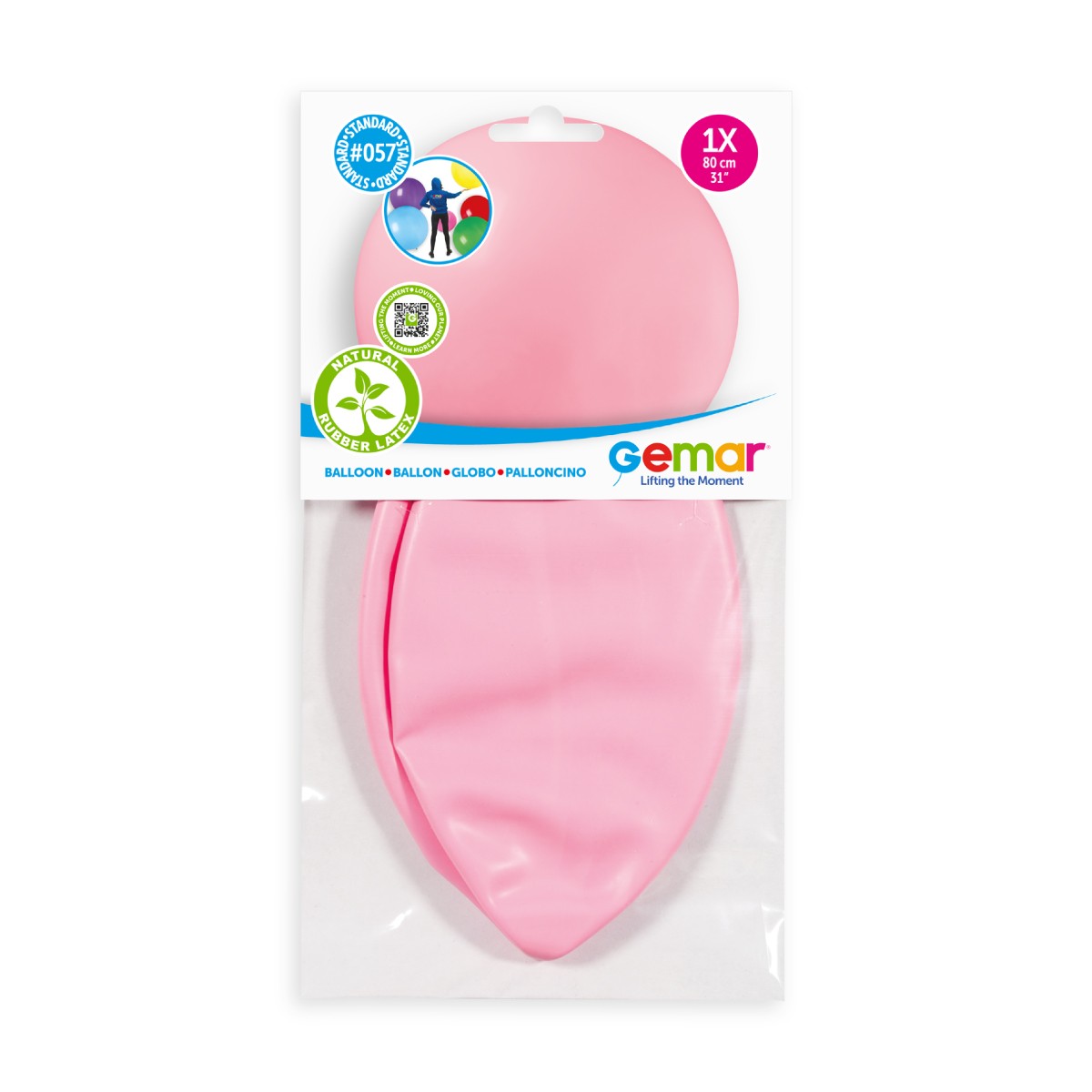 Gemar 31" Pink #057 G30 1pc Round Balloon — Italian store pack original 1200px