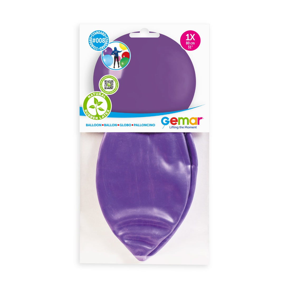 Gemar 31" Purple #008 G30 1pc Round Balloon — Italian store pack original 1200px