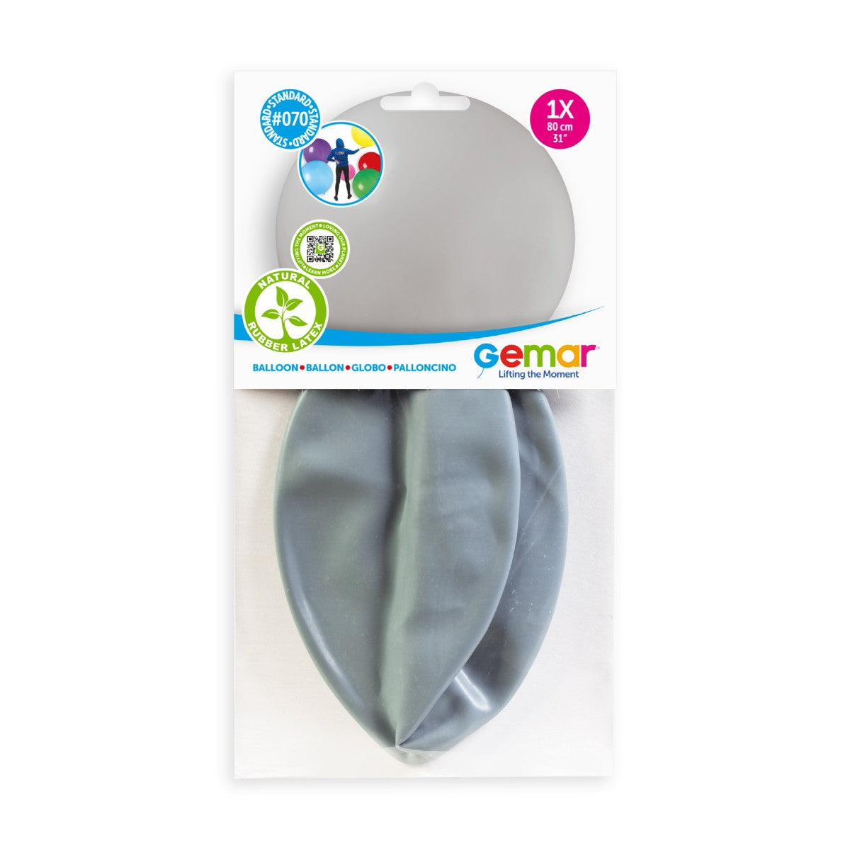 Gemar 31" Grey #070 G30 1pc Round Balloon — Italian store pack original 1200px