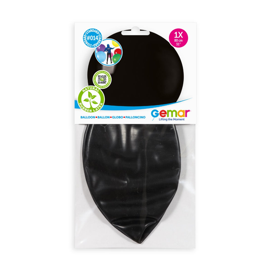 Gemar 31" Black #014 G30 1pc Round Balloon — Italian store pack original 1200px