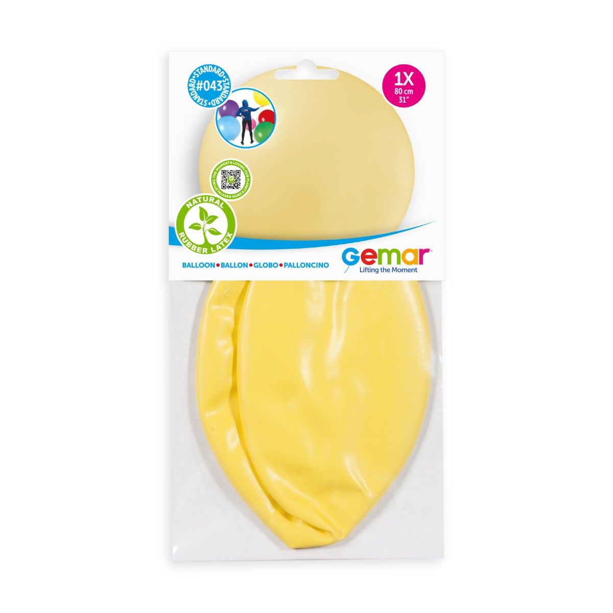 Gemar 31" Baby Yellow #043 G30 1pc Round Balloon — Italian store pack original 1200px