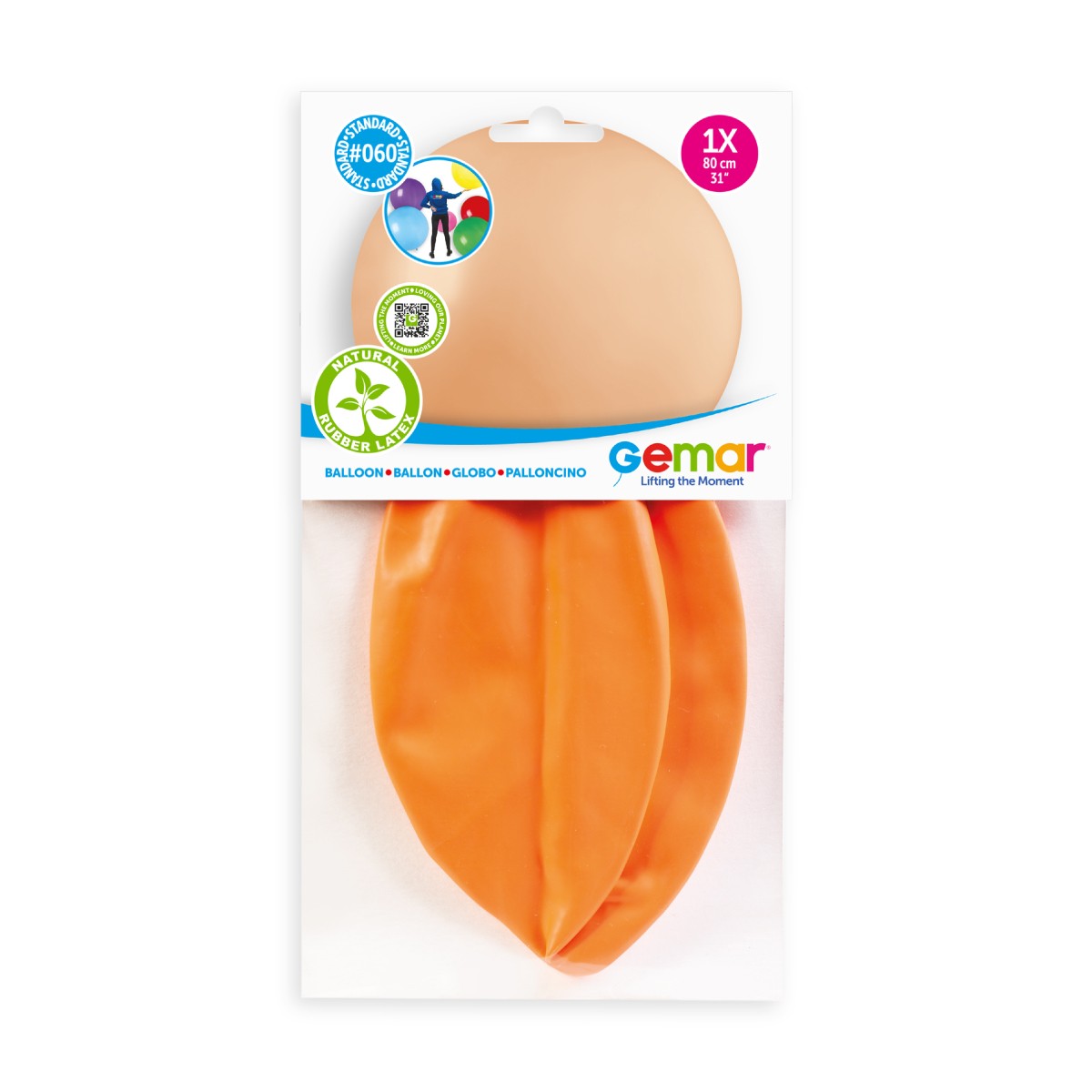 Gemar 31" Peach #060 G30 1pc Round Balloon — Italian store pack original 1200px