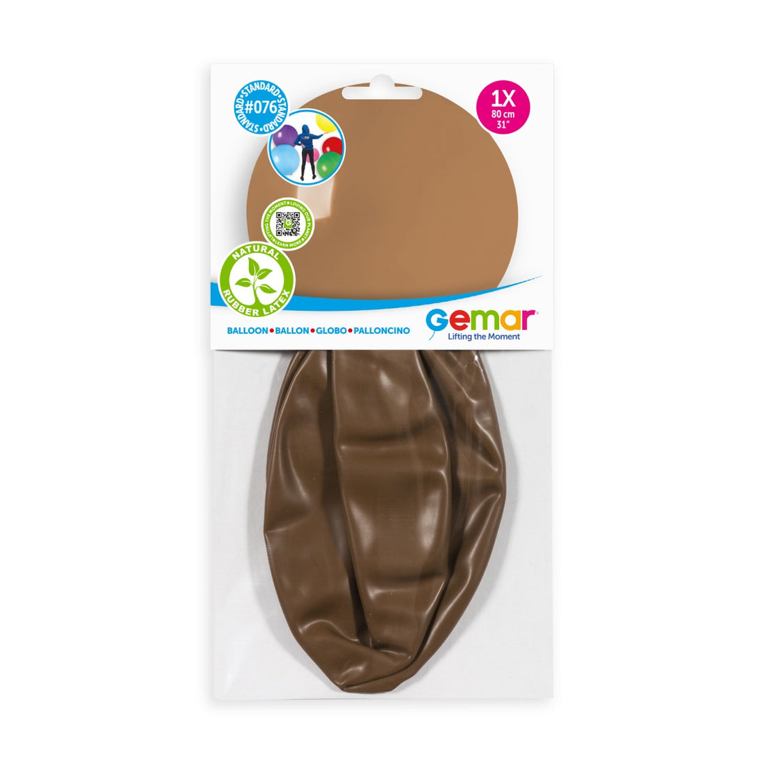 Gemar 31" Mocha #076 G30 1pc Round Balloon — Italian store pack original 1200px