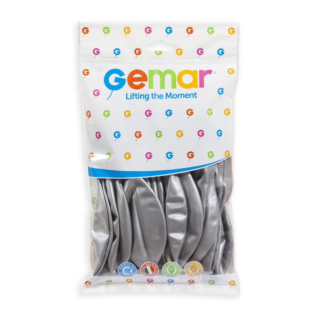 19" Metallic Silver #038 GM19 25pcs Round Balloon — Italian store pack original 1200px
