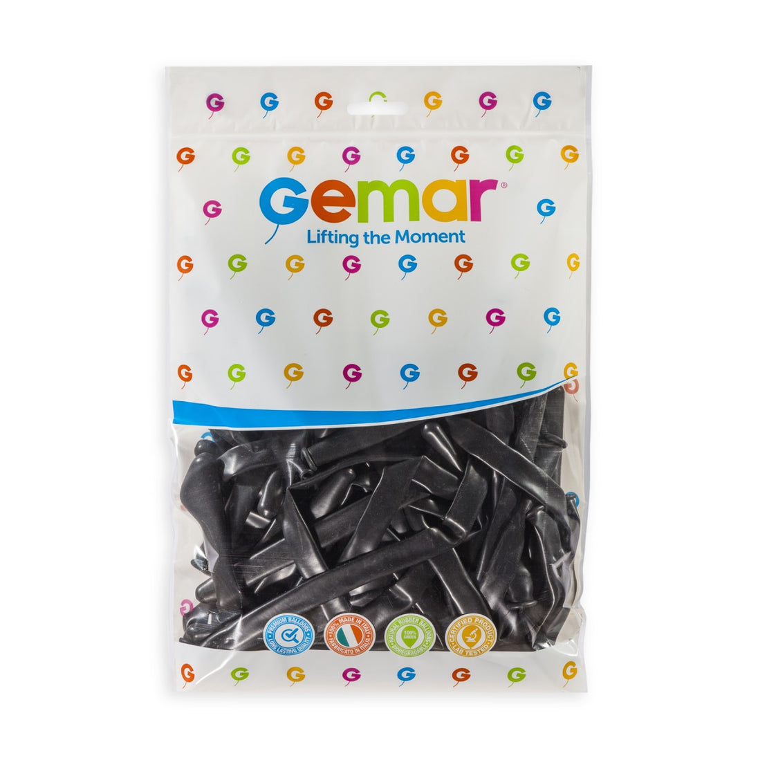 Gemar 3" Black #014 D6 50pcs Modelling Balloons — Italian store pack original 1200px