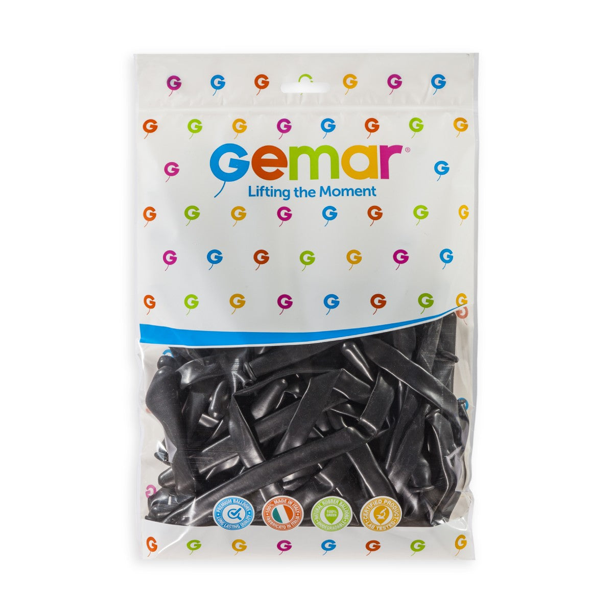 Gemar 3" Black #014 D6 50pcs Modelling Balloons — Italian store pack original 1200px