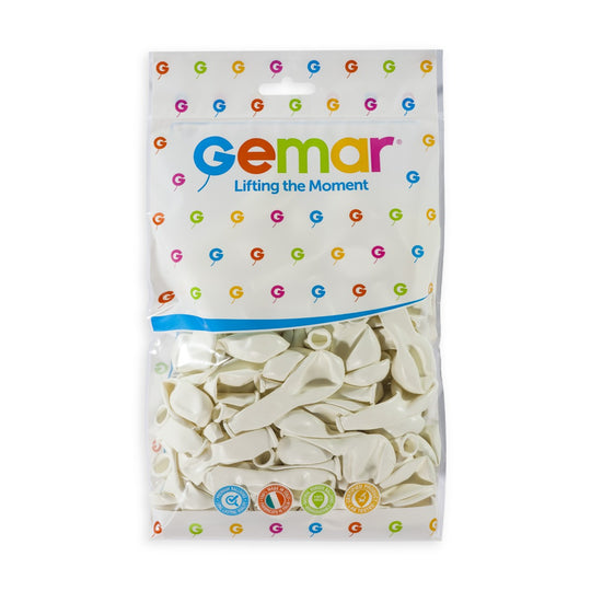 Gemar 5" White #001 A50 50pcs Round Balloon — Italian store pack original 1200px