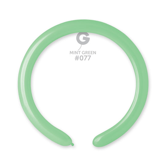 Gemar 2" Mint Green modelling balloon, single inflated balloon