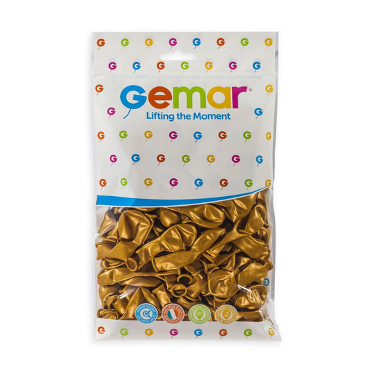 Gemar 5" Metallic Gold #039 AM50 50pcs Round Balloon — Italian store pack original 1200px