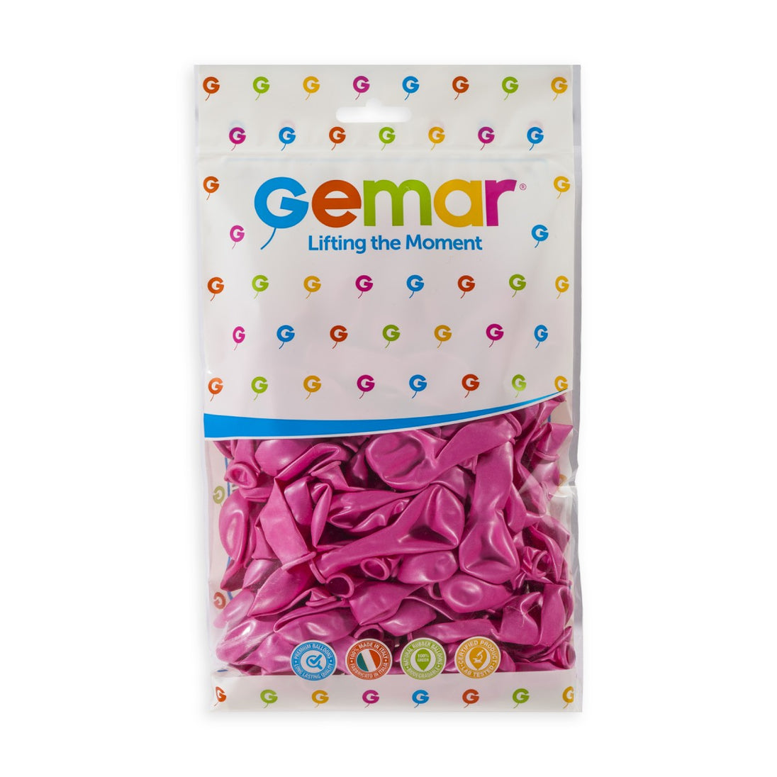 Gemar 5" Metallic Rose #033 AM50 50pcs Round Balloon — Italian store pack original 1200px